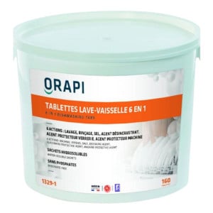 Tablettes pour Lave-Vaisselle 6 en 1 - 160 Tablettes de 15g | Marque Orapi