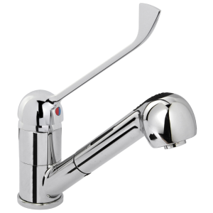 Single-hole mixer tap with chrome handle
