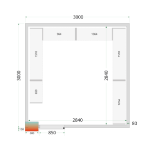 Negatiivinen kylmähuone TEFCOLD - 3000x3000mm | Optimaaliset suorituskyvyt