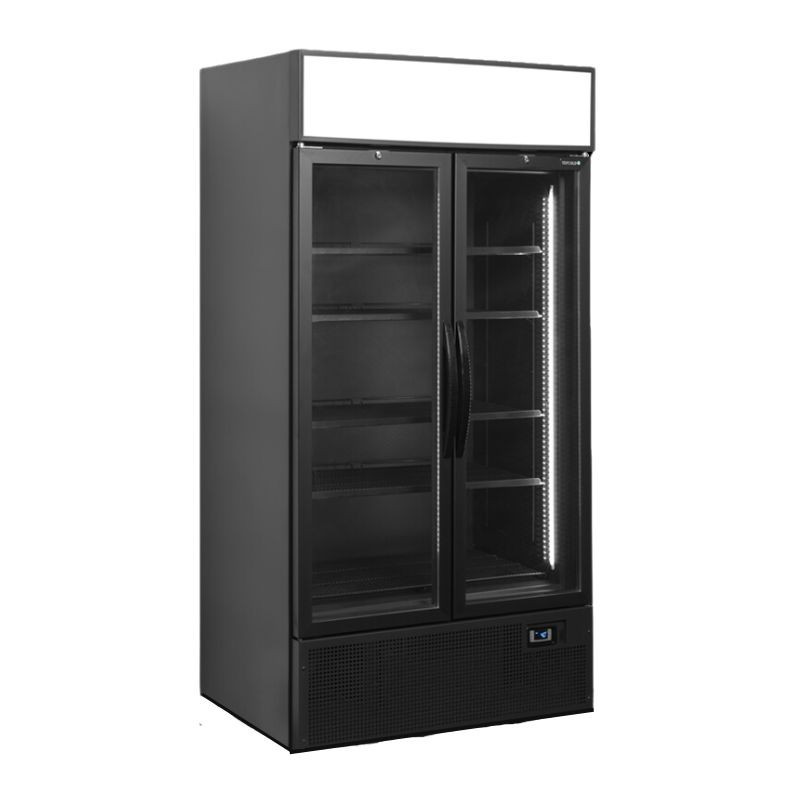 Vitrine Réfrigérée Positive Noire - 2 Portes Vitrées - 524 L TEFCOLD : Élégance et Performance pour Professionnels