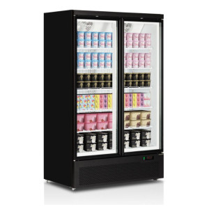 Vertical Black Freezer Showcase - 702 L | TEFCOLD | Ideal for professional catering | Energy saving, glass doors