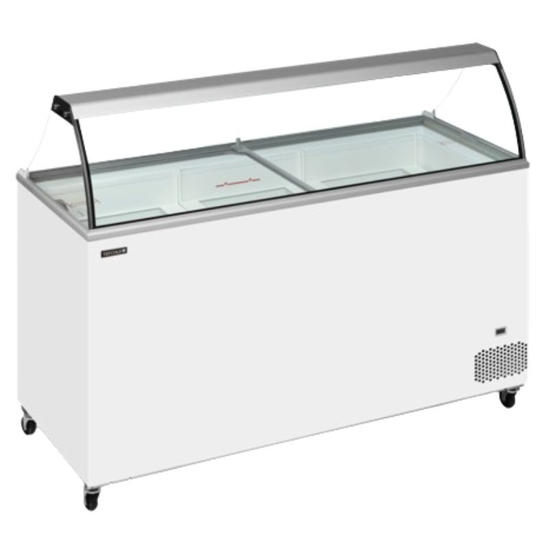 Frysbänk med böjt glas - 430 L TEFCOLD: Optimal förvaring för glass