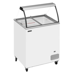 Chest Freezer with Curved Glass - 165 L TEFCOLD: Professional Ice Cream Display with Sliding Glass Lids