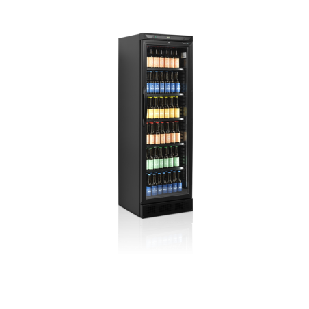 Black TEFCOLD Beverage Refrigerated Cabinet - Glass Door 347L - Elegance and Performance