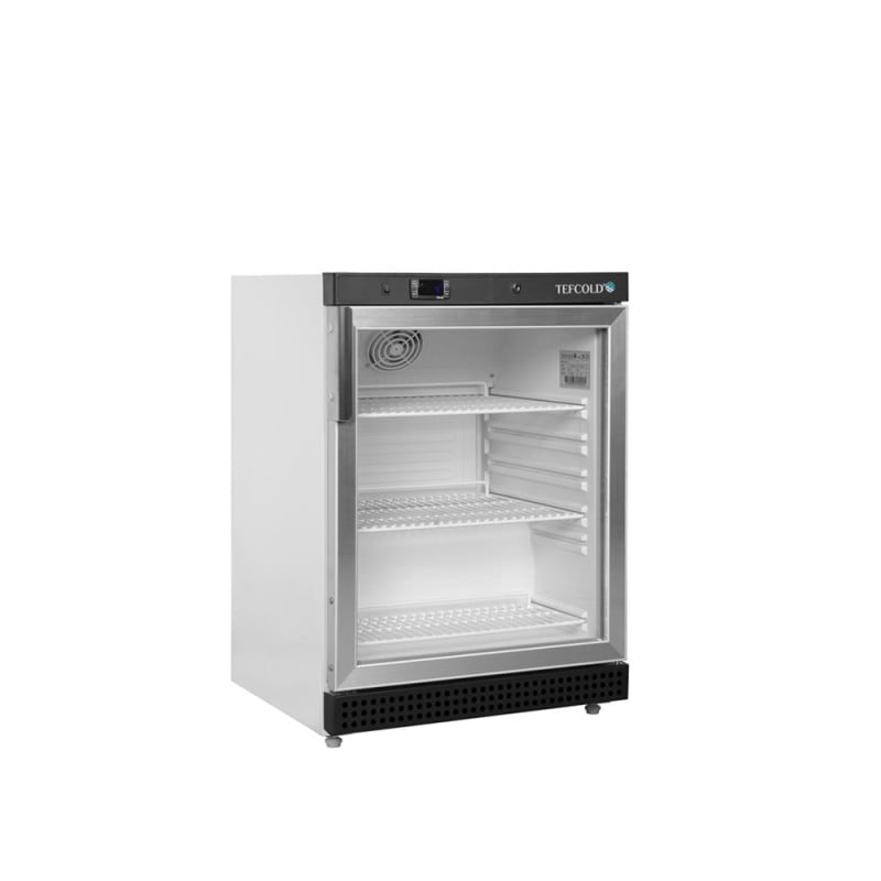 White Glass Door Positive Refrigerated Cabinet 119 L TEFCOLD - LED Lighting & Electronic Thermostat.