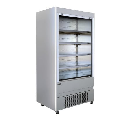 Ruostumaton teräksinen TEFCOLD-jääkaappivitriini - 580 L, 4 tasoa