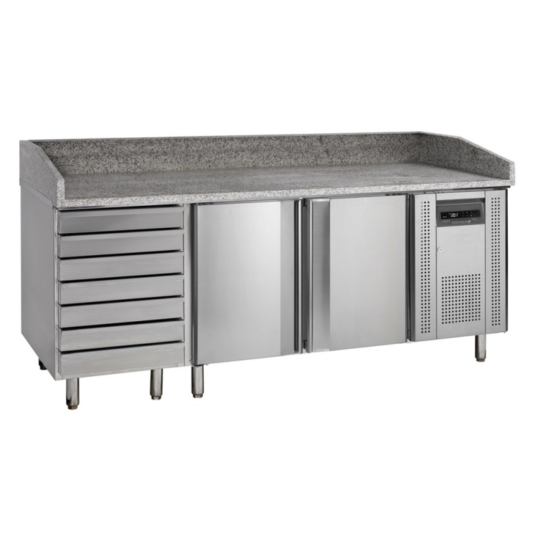 Stainless Steel Pizza Table - 2 Doors and 7 Drawers | TEFCOLD PT1310