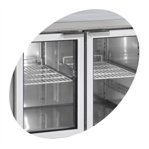 Positive Refrigerated Table in Stainless Steel - 2 Glass Doors - GN 1/1 | TEFCOLD