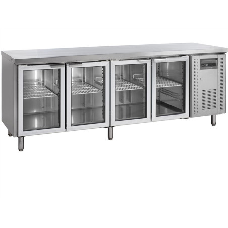 Stainless Steel Refrigerated Table - 4 Glass Doors GN 1/1 - TEFCOLD CK7410G