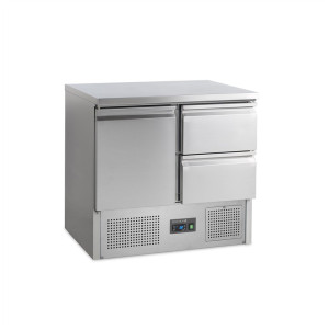 Positive Refrigerated Saladette GN 1/1 Stainless Steel - 1 Door and 2 Drawers | TEFCOLD