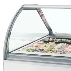 Ventilated Ice Cream Display Case with Curved Front - 18 x 5 L - TEFCOLD Millenium LX18: Spectacular presentation of your profes