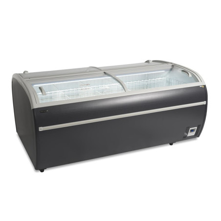 Congélateur 2 Couvercles Vitre Incurvée Gris 1255 L TEFCOLD - Stockage professionnel optimal.