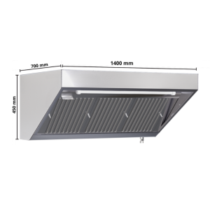 Snack hood 700 Led without motor Dynasteel - Length 1400 mm, Stainless steel AISI304