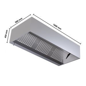 Hetta Cubique 900 LED utan motor Dynasteel - Längd 1600 & Rostfritt stål AISI 304