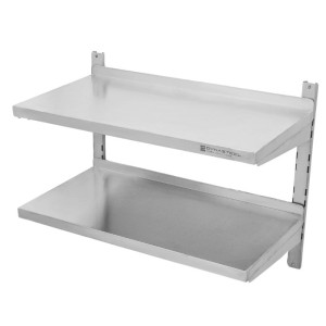 Stainless Steel Wall Shelves on 2 Levels - W 800 x D 400 mm Dynasteel