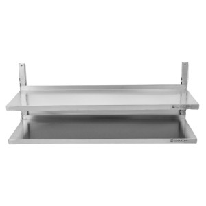 Etagère Murale en Inox sur Crémaillères 2 Niveaux  - L 1200 x P 400 mm - Dynasteel