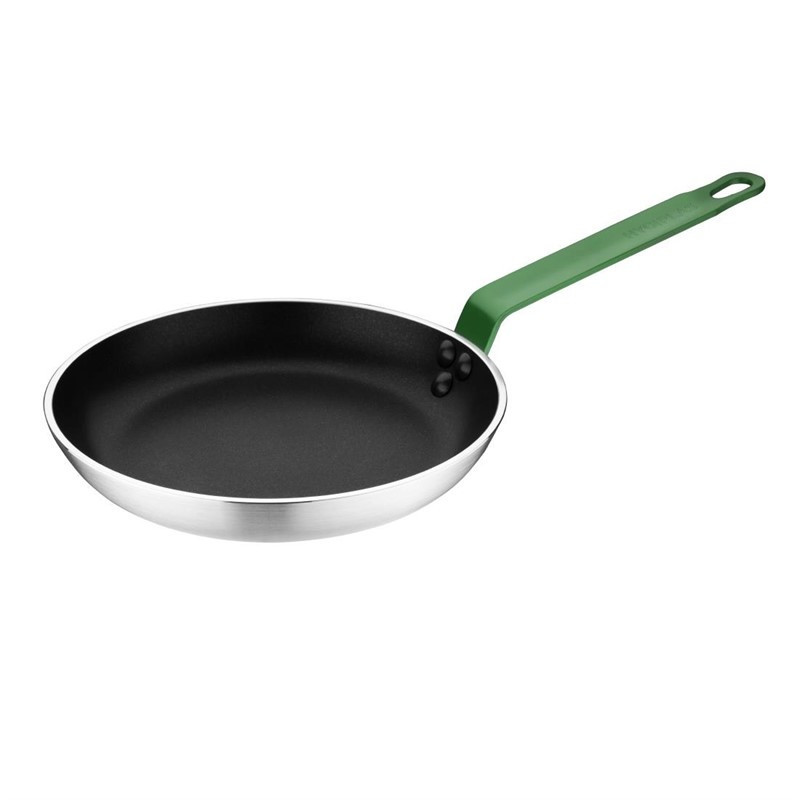 Stekpanna i aluminium med non-stick beläggning och grönt handtag - Ø200mm Hygiplas: Enklare professionell matlagning!