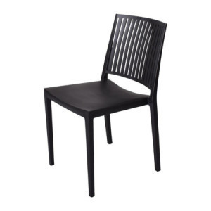 Chaises d'extérieur empilables en polypropylène noir - Confort et résistance UV, lot de 4