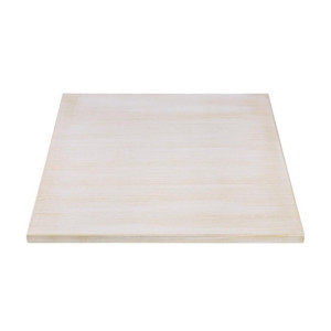 Square Vintage White Pre-Drilled Table Top 700mm Bolero - High Quality Wicker Wood