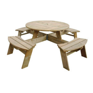 Rundt träpicknickbord 2000mm Rowlinson: Robust & Elegant