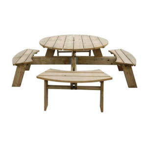 Pyöreä puinen piknikpöytä 2000 mm Rowlinsonilta: vankka ja tyylikäs