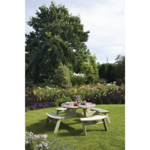 Picknickbord i rundt trä 2000mm Rowlinson: Robust & Elegant