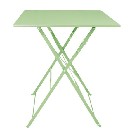 Table carrée pliante Bolero vert clair 600 mm en acier