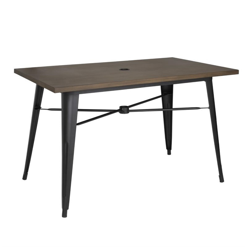 Table d'extérieur bois noir Bolero : Esthétique bois, robustesse aluminium pour vos espaces extérieurs professionnels.