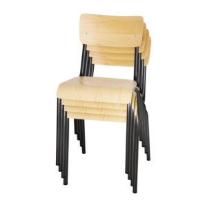 Set of 4 Gray Wood Metal Bolero Cantina Chairs - Comfort and Elegance