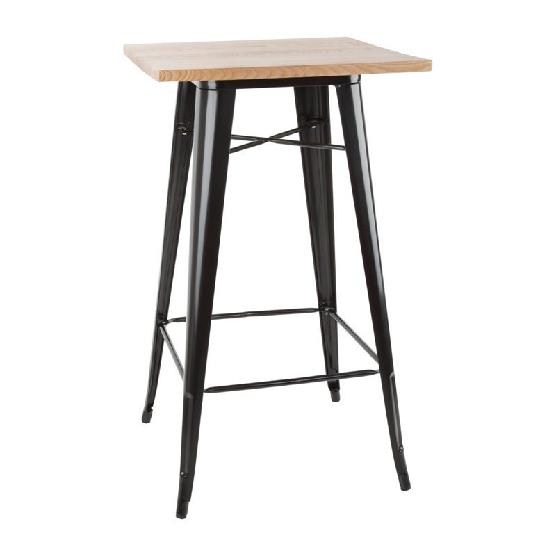 Black Bar Table with Bolero Wood Top - Elegant and Functional