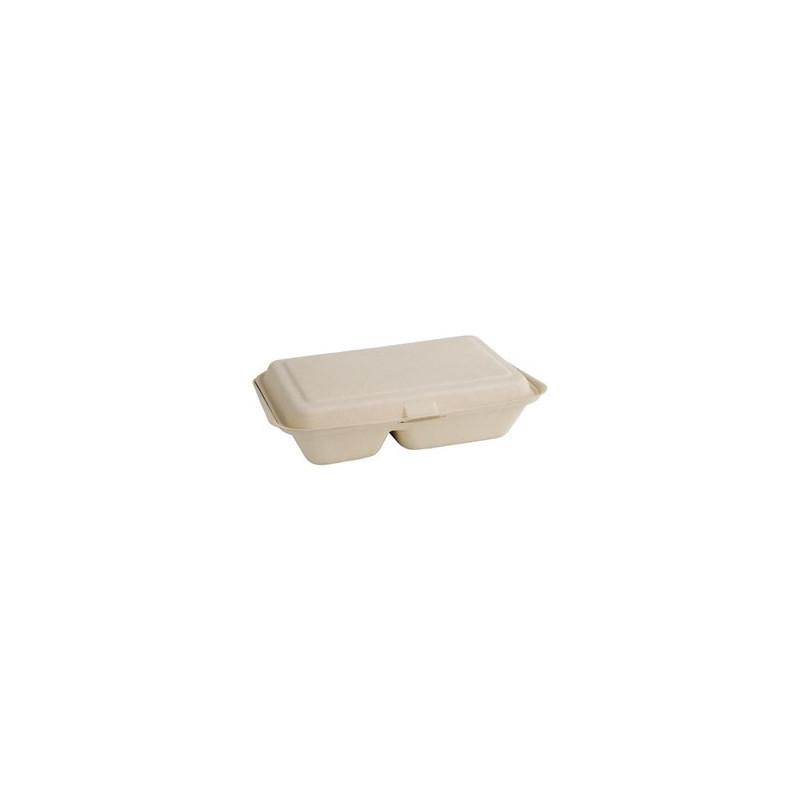 Boîtes 2 Compartiments Compostables Bagasse Naturel - Eco-friendly Solution