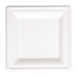 Assiettes carrées compostables en bagasse 159mm - Lot de 50