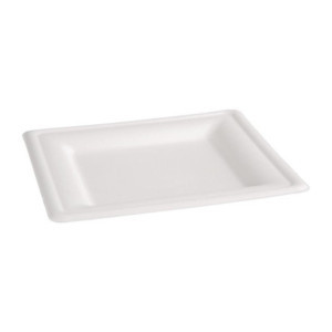 Assiettes carrées compostables en bagasse 159mm - Lot de 50