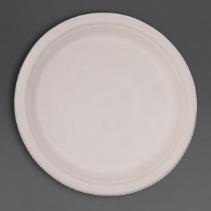 Pyöreät kompostoitavat lautaset luonnonmateriaalista valmistettuina - 50 kappaleen erä, halkaisija 260 mm