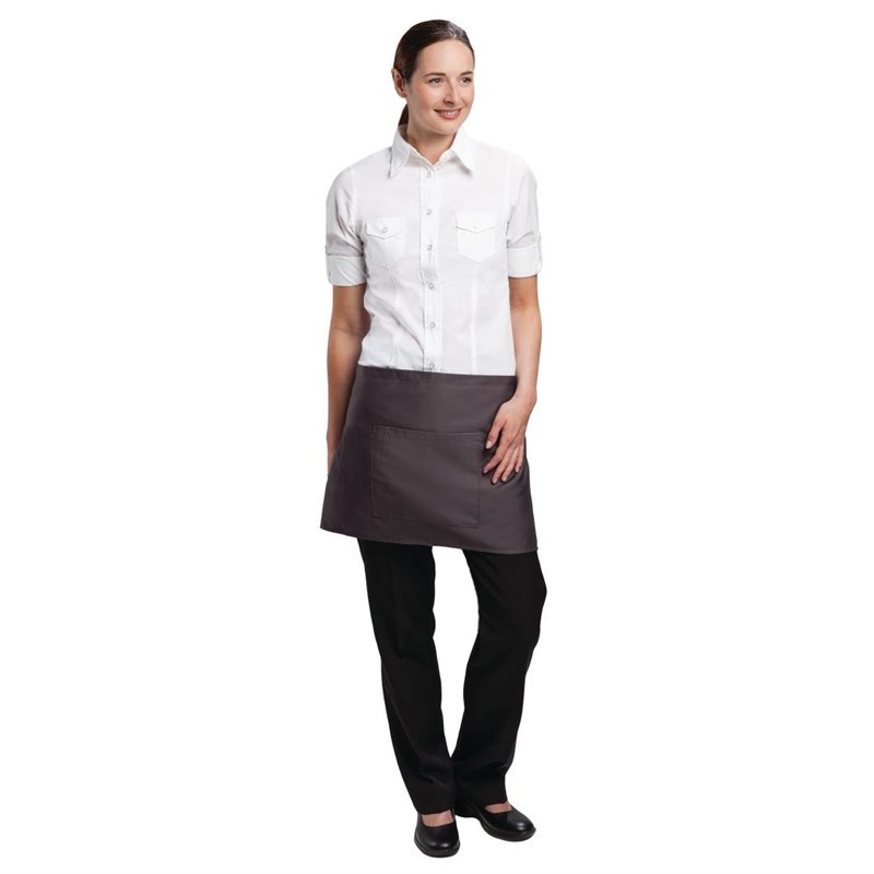 Tablier Bistro court Gris Anthracite Chef Works | Qualité poly-coton et élégance en cuisine