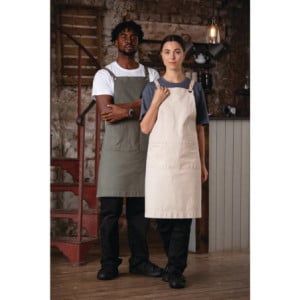Gray Cotton Bib Apron Southside - Professional Kitchen