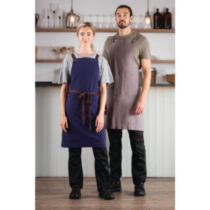 Förkläde i marinblått bomull för proffs i köket - Kvalitet och stil garanterade
