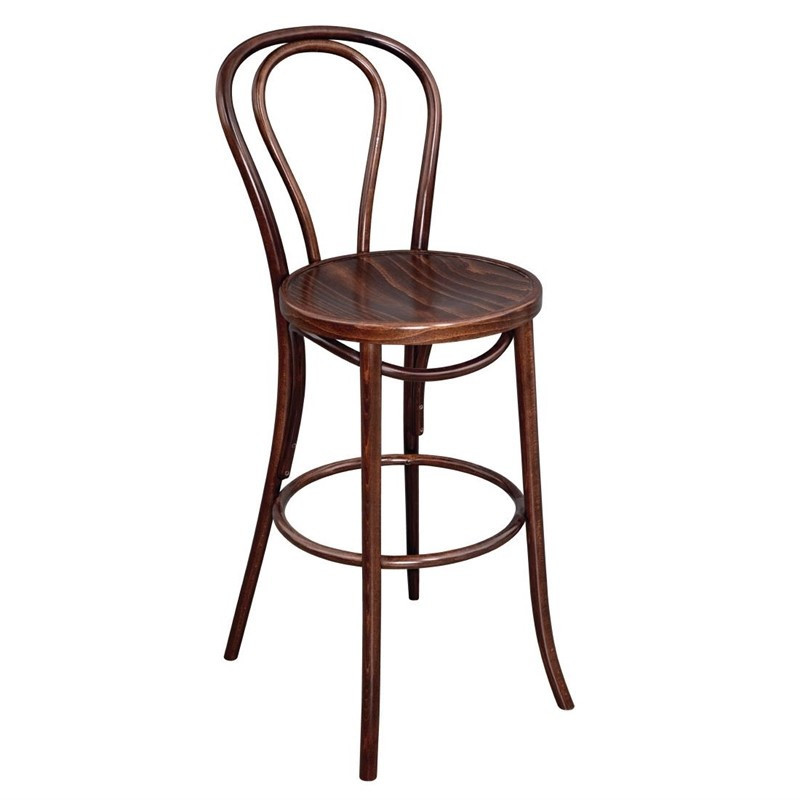 High Bistro Curved Wood Stool Walnut Exceptional Quality