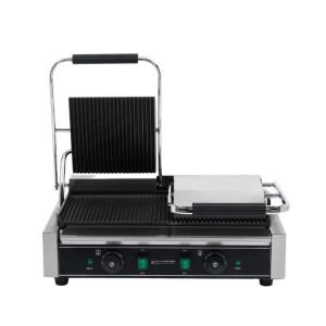 Double Panini Grill - Ribbed Plates - Dynasteel