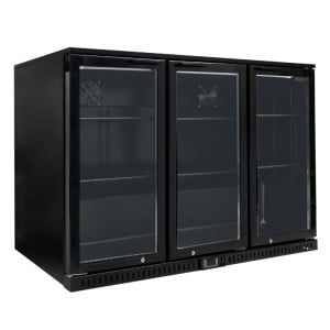 Refrigerated Back Bar 328 L 3 Glass Doors Black