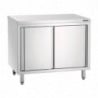 Stainless Steel Furniture with Sliding Doors and Shelf - L 1000 mm - Refurbished