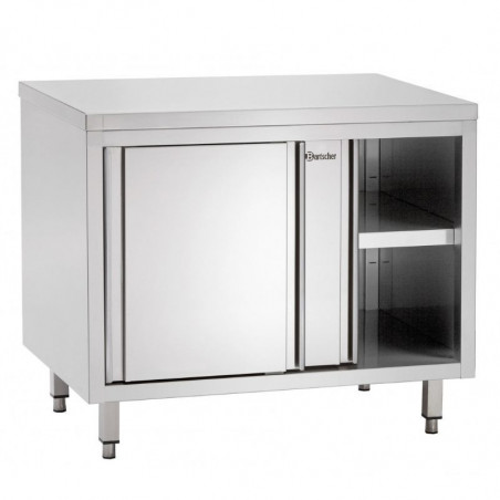 Meuble en Inox avec Portes Coulissantes et Etagère - L 1000 mm - Reconditionné