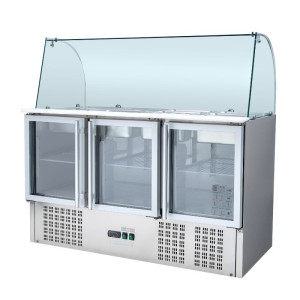 Refrigerated Saladette 4 GN 1/1 - 3 Glass Doors - Dynasteel