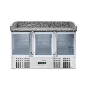 Refrigerated Compact Pizza Cabinet 600x400 - 3 Glass Doors Dynasteel