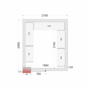 TEFCOLD Kylmähuonepaneeli 2100x2400x2200mm - Eristys 120mm, Ruostumattoman teräksen paksuus AISI 304