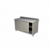 Stainless Steel Furniture with Backsplash and Sliding Door - L 2000 x D 600 mm