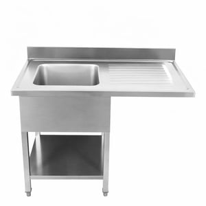 Diskbänk med Diskmaskinsgenomgång, Backsplash och Hylla - 1200 x 600 - Avtappningsbricka till Höger - Dynasteel