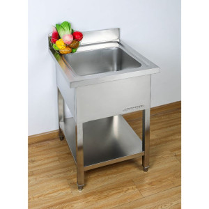 Plonge 1 Bakki selkänojalla ja hyllyllä - L 600 x S 700 mm - Dynasteel