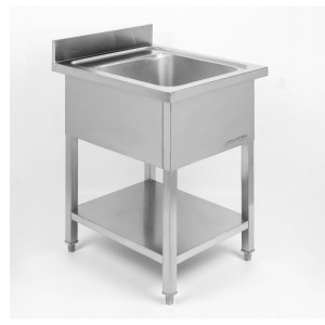 Plonge 1 Bakki selkänojalla ja hyllyllä - L 600 x S 700 mm - Dynasteel