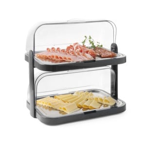Vitrine Buffet liukukannella UNIQ - 2 tasoa - Musta - HENDI